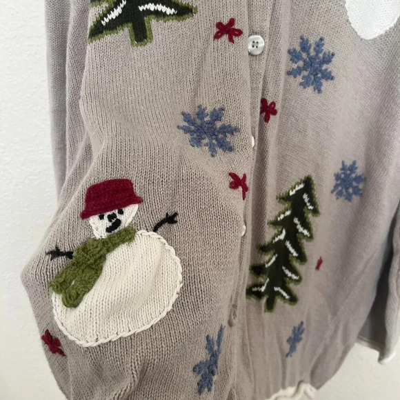 90s/2000s Vintage Knit Snowman Christmas Winter Cardigan Cherokee XXL/2X - Picture 6 of 8